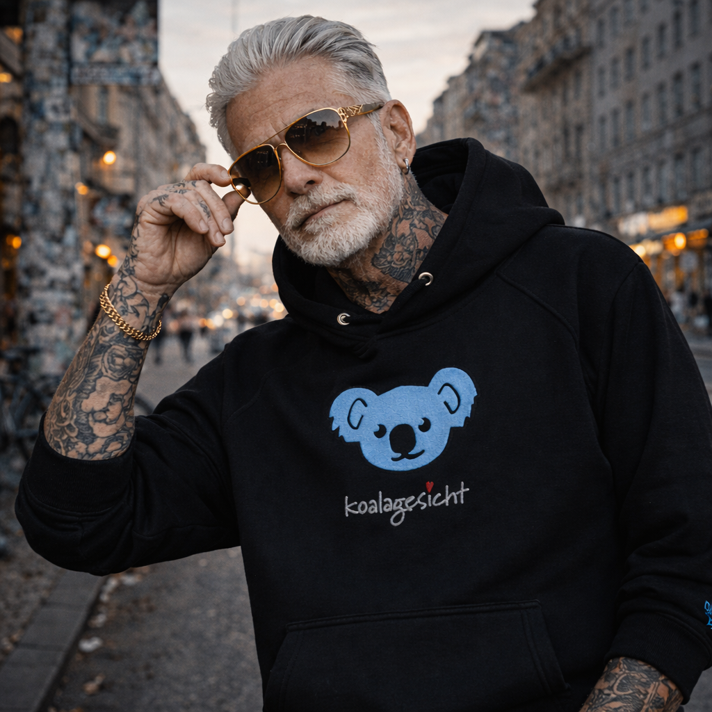 Koalagesicht Stick blau