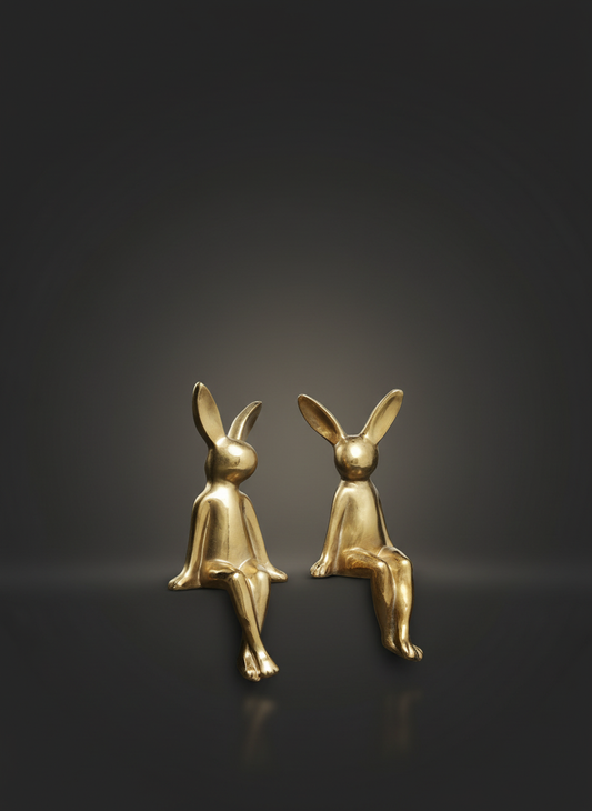 2 Designer Hasen Figuren - Gold