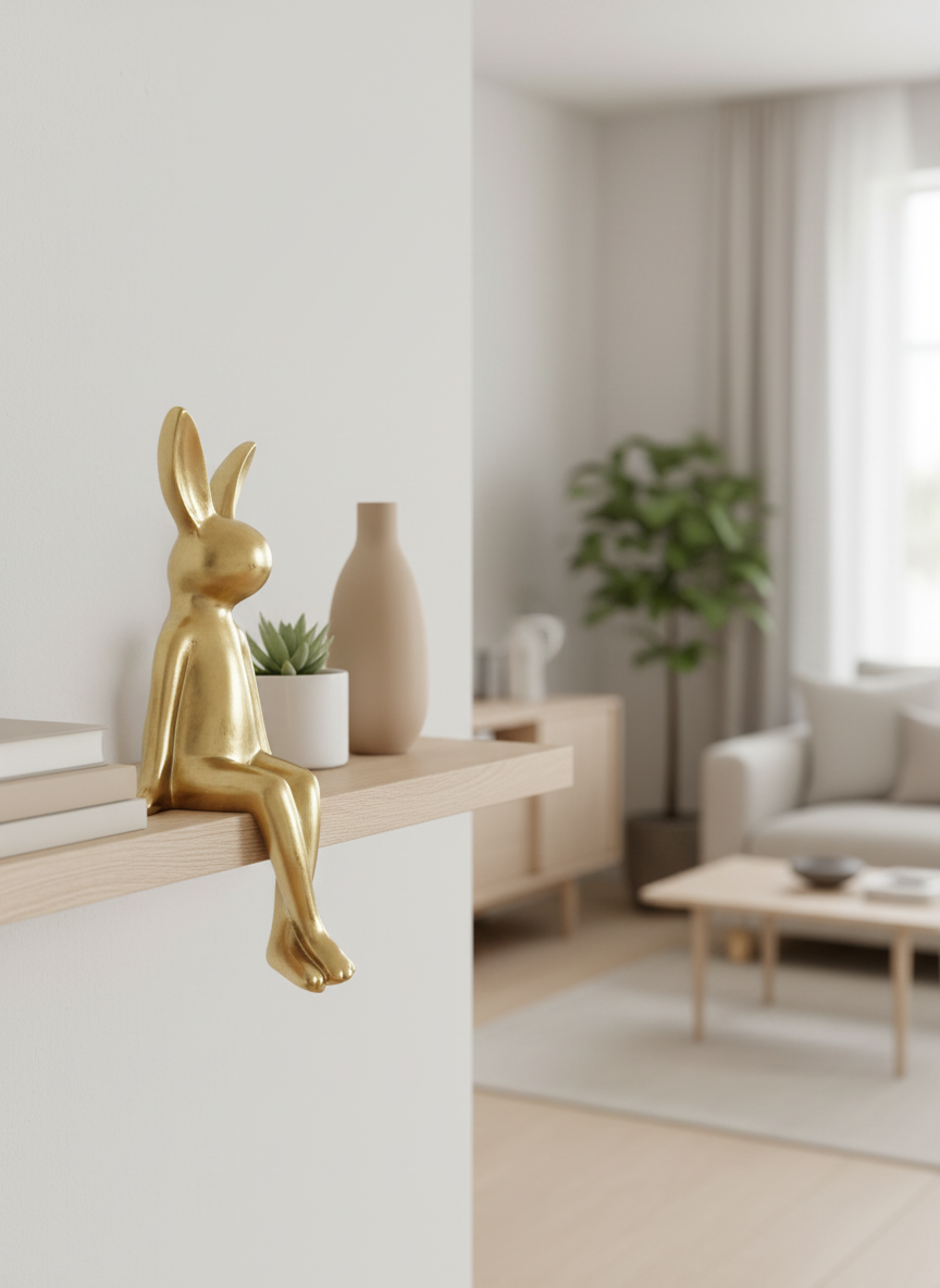 2 Designer Hasen Figuren - Gold