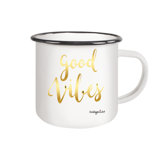 Good Vibes - Emailtasse - Emaille Tasse (Black)
